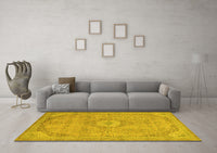 Machine Washable Abstract Yellow Modern Rug, wshabs2799yw