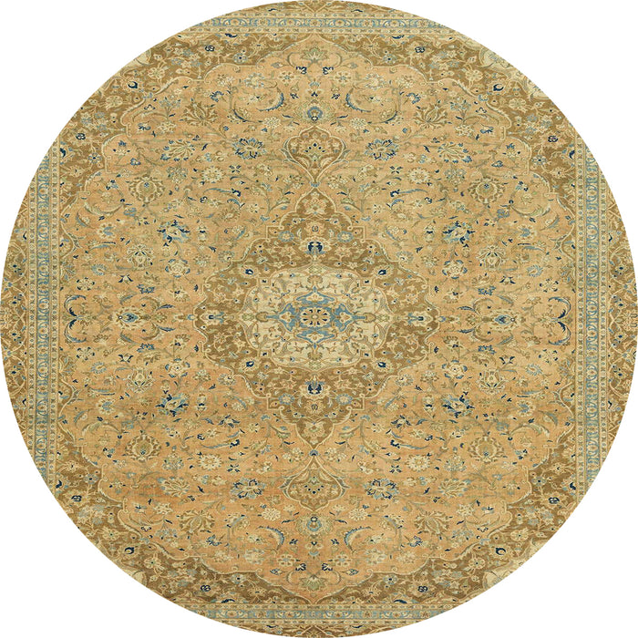 Round Abstract Metallic Gold Modern Rug, abs2799