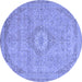 Round Abstract Blue Modern Rug, abs2799blu