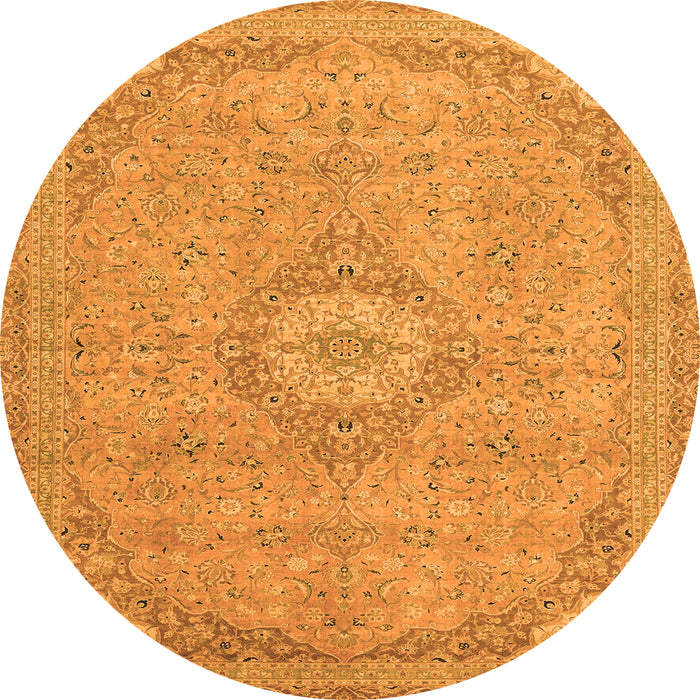 Round Abstract Orange Modern Rug, abs2799org