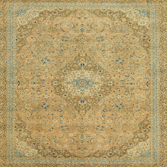 Square Machine Washable Abstract Metallic Gold Rug, wshabs2799