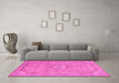 Machine Washable Abstract Pink Modern Rug in a Living Room, wshabs2799pnk