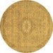 Round Abstract Brown Modern Rug, abs2799brn