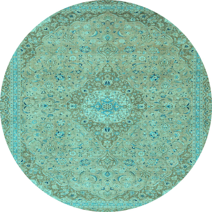 Round Abstract Light Blue Modern Rug, abs2799lblu