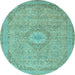 Round Abstract Light Blue Modern Rug, abs2799lblu