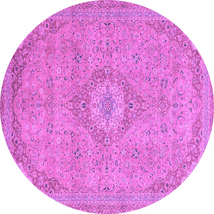 Round Abstract Purple Modern Rug, abs2799pur