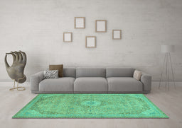 Machine Washable Abstract Turquoise Modern Area Rugs in a Living Room,, wshabs2799turq
