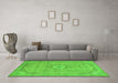 Machine Washable Abstract Green Modern Area Rugs in a Living Room,, wshabs2799grn