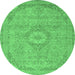 Round Abstract Emerald Green Modern Rug, abs2799emgrn