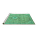 Sideview of Machine Washable Abstract Turquoise Modern Area Rugs, wshabs2799turq