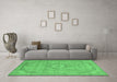 Machine Washable Abstract Emerald Green Modern Area Rugs in a Living Room,, wshabs2799emgrn