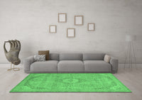 Machine Washable Abstract Emerald Green Modern Rug, wshabs2799emgrn