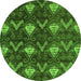 Round Oriental Green Modern Rug, abs279grn