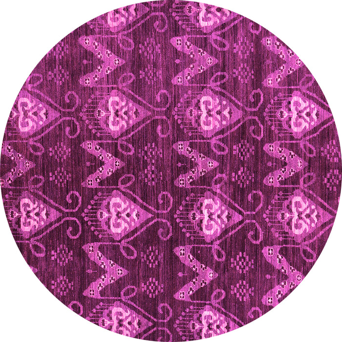 Round Machine Washable Oriental Pink Modern Rug, wshabs279pnk