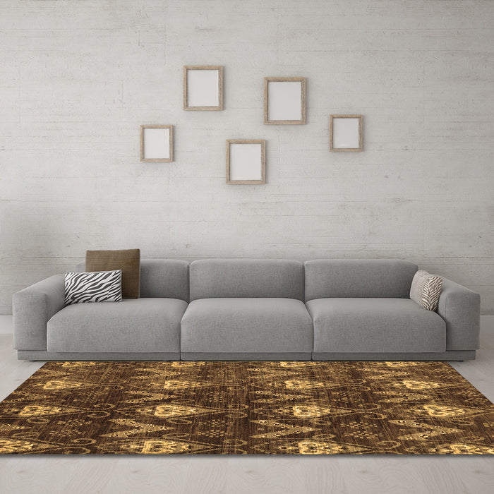 Machine Washable Oriental Brown Modern Rug in a Living Room,, wshabs279brn
