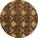 Round Oriental Brown Modern Rug, abs279brn