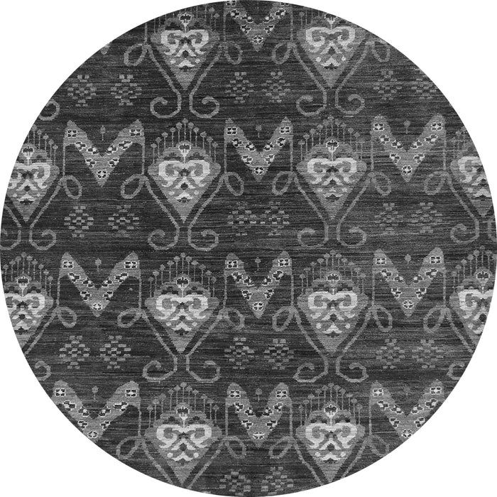 Round Machine Washable Oriental Gray Modern Rug, wshabs279gry