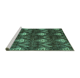 Sideview of Machine Washable Oriental Turquoise Modern Area Rugs, wshabs279turq