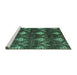 Sideview of Machine Washable Oriental Turquoise Modern Area Rugs, wshabs279turq