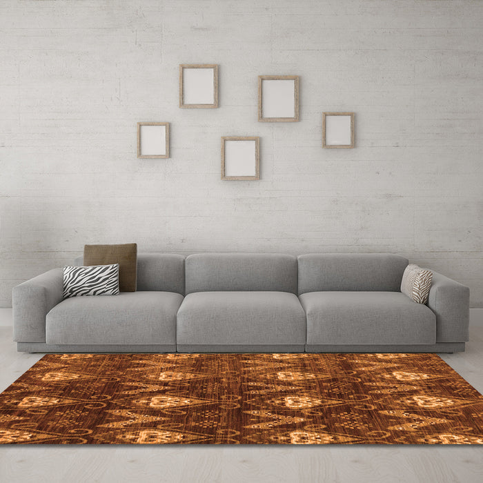 Machine Washable Oriental Orange Modern Area Rugs in a Living Room, wshabs279org