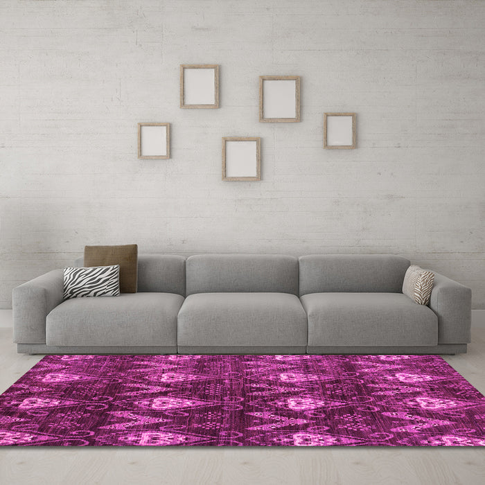 Machine Washable Oriental Pink Modern Rug in a Living Room, wshabs279pnk