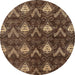 Round Machine Washable Abstract Bakers Brown Rug, wshabs279