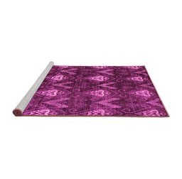 Sideview of Machine Washable Oriental Pink Modern Rug, wshabs279pnk