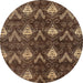 Round Abstract Bakers Brown Oriental Rug, abs279