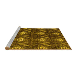 Sideview of Machine Washable Oriental Yellow Modern Rug, wshabs279yw
