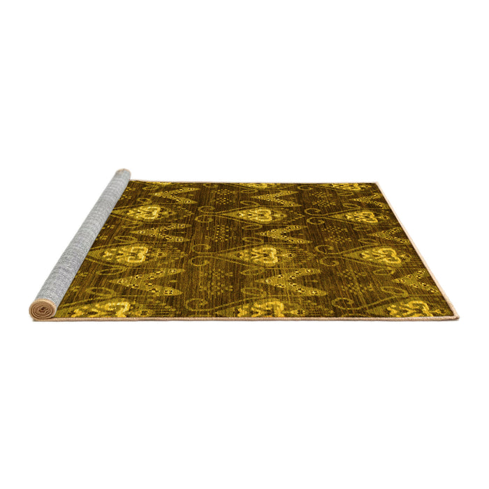 Sideview of Machine Washable Oriental Yellow Modern Rug, wshabs279yw