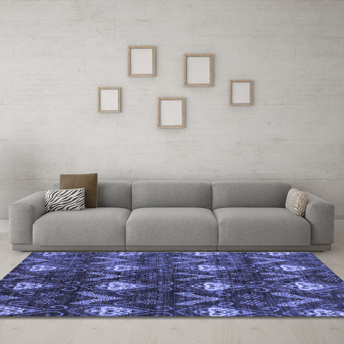 Machine Washable Oriental Blue Modern Rug in a Living Room, wshabs279blu