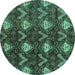 Round Oriental Turquoise Modern Rug, abs279turq