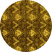 Round Oriental Yellow Modern Rug, abs279yw