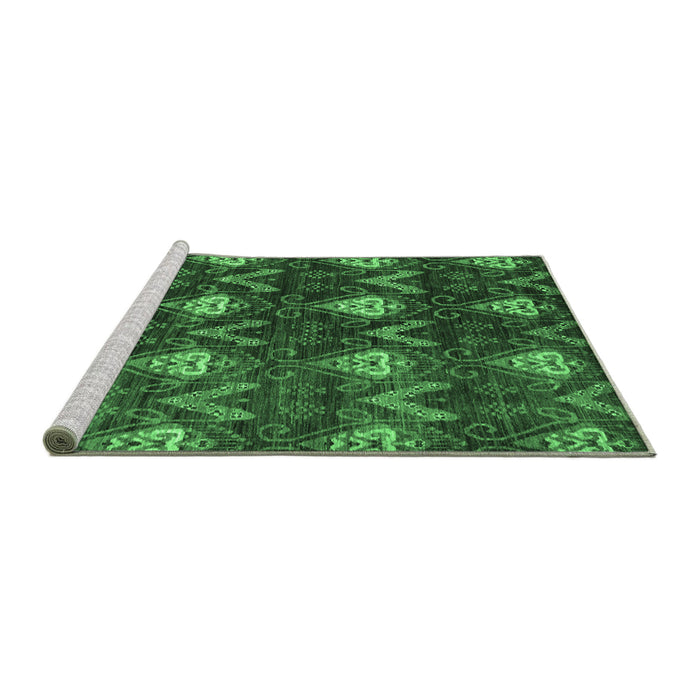 Sideview of Machine Washable Oriental Emerald Green Modern Area Rugs, wshabs279emgrn