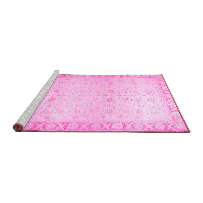 Sideview of Machine Washable Oriental Pink Traditional Rug, wshabs27pnk