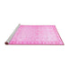 Sideview of Machine Washable Oriental Pink Traditional Rug, wshabs27pnk