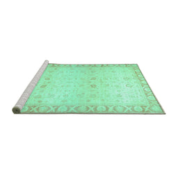 Sideview of Machine Washable Oriental Turquoise Traditional Area Rugs, wshabs27turq