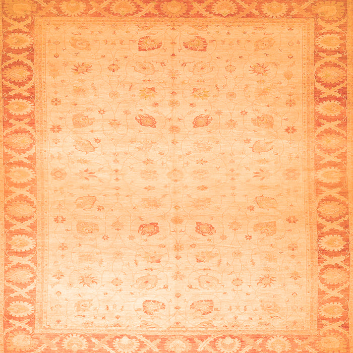Square Machine Washable Oriental Orange Traditional Area Rugs, wshabs27org