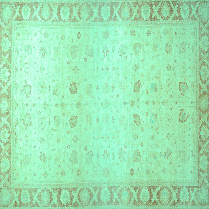 Square Oriental Turquoise Traditional Rug, abs27turq