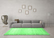 Machine Washable Oriental Emerald Green Traditional Area Rugs in a Living Room,, wshabs27emgrn