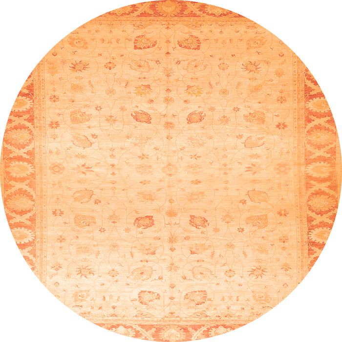 Round Machine Washable Oriental Orange Traditional Area Rugs, wshabs27org