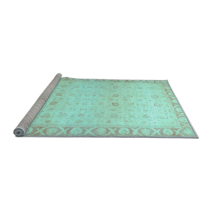 Sideview of Machine Washable Oriental Light Blue Traditional Rug, wshabs27lblu