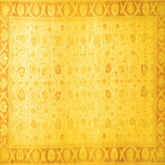 Square Machine Washable Oriental Yellow Traditional Rug, wshabs27yw