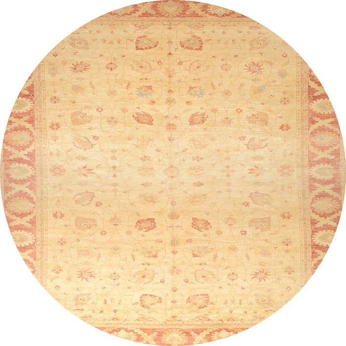 Round Abstract Orange Oriental Rug, abs27
