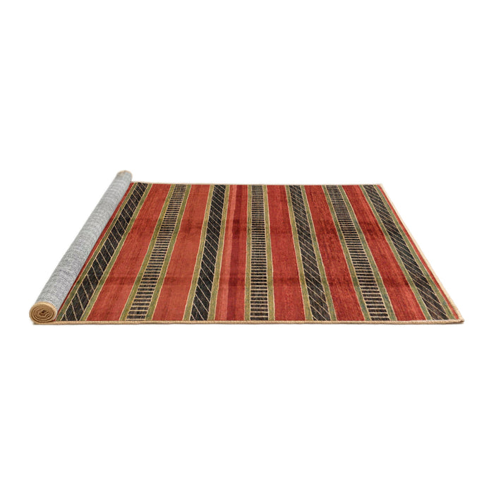 Sideview of Machine Washable Abstract Red Rug, wshabs280