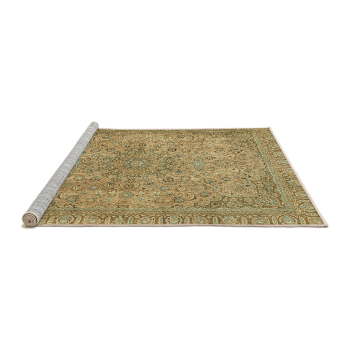 Sideview of Machine Washable Abstract Metallic Gold Rug, wshabs2800