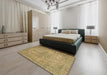 Abstract Metallic Gold Modern Rug in a Bedroom, abs2800