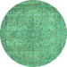 Round Abstract Turquoise Modern Rug, abs2800turq