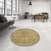 Round Abstract Metallic Gold Modern Rug in a Office, abs2800