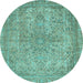 Round Machine Washable Abstract Light Blue Modern Rug, wshabs2800lblu